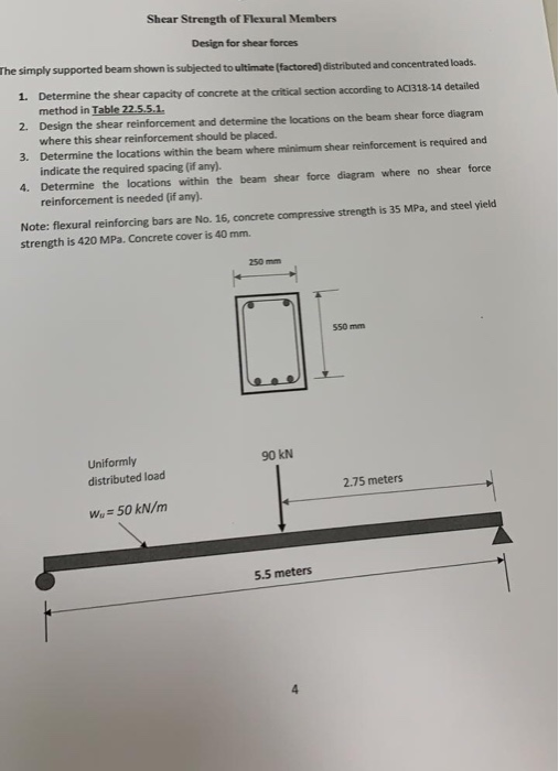 Solved Shear Strength of Flexural Members Design for shear | Chegg.com
