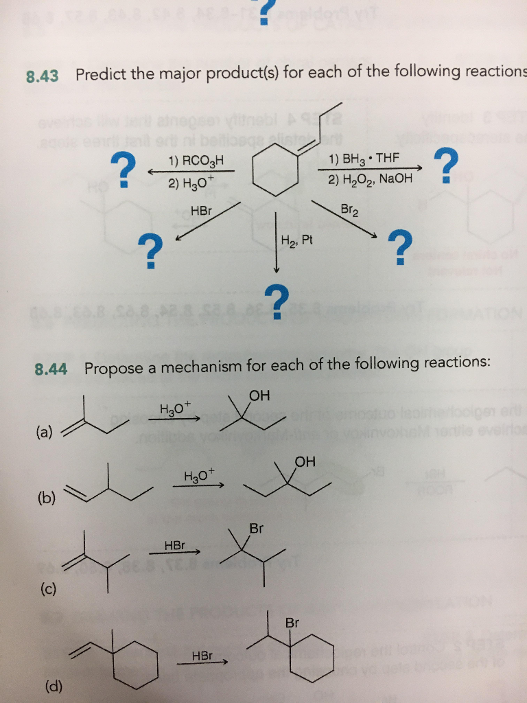 Solved 8.43 Predict The Major Product(s) For Each Of The | Chegg.com