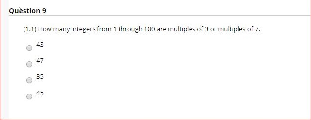 Solved Question 9 (1.1) How many integers from 1 through 100 | Chegg.com
