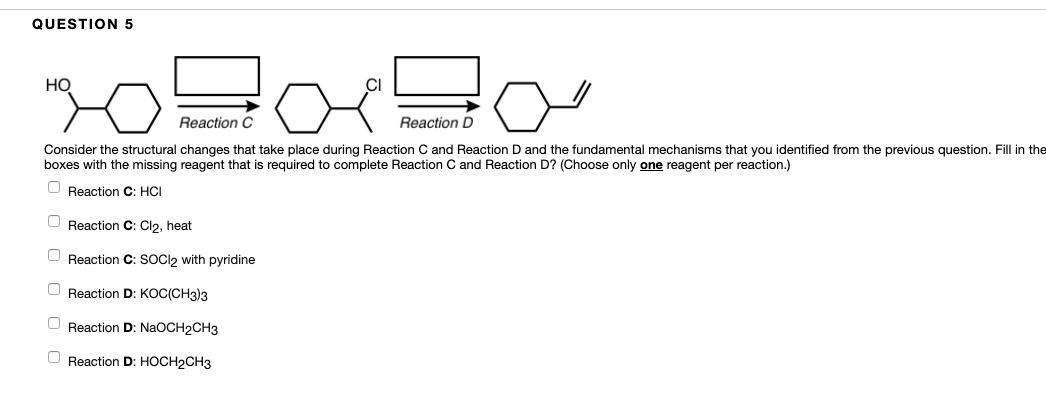 Solved QUESTION 5 HO Reaction C Reaction D Consider the | Chegg.com