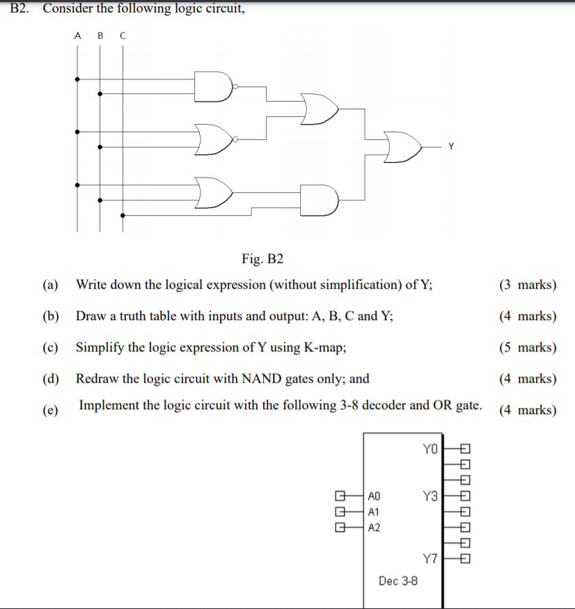 Solved B2. Consider the following logic circuit, А в с Y D D | Chegg.com