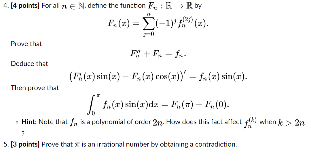 Solved 4 4 Points For All N E N Define The Function F Chegg Com