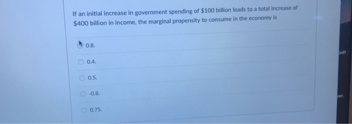 Solved If an initial increase in government spending of $100 | Chegg.com