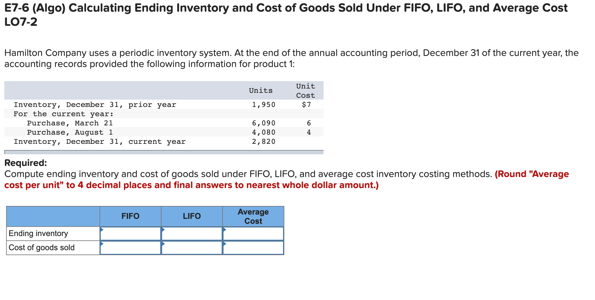 Solved E7-12 (Algo) Reporting Inventory at Lower of Cost or | Chegg.com