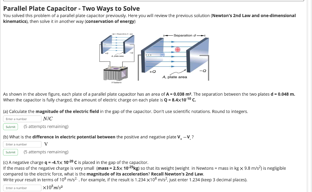 Solved Parallel Plate Capacitor - Two Ways To Solve You | Chegg.com