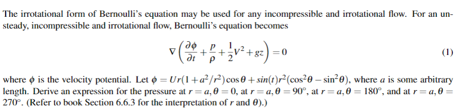 Solved The irrotational form of Bernoulli’s equation may be | Chegg.com