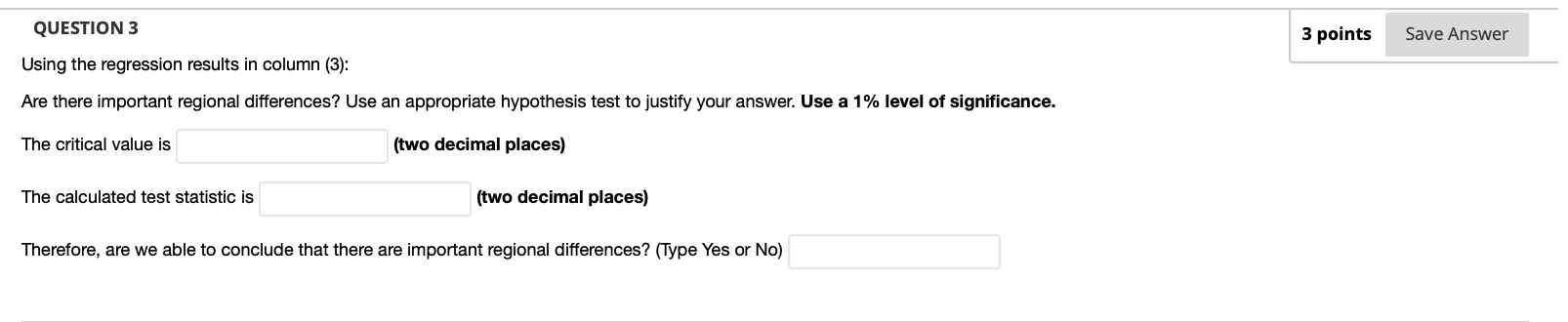 Solved QUESTION 1 3 points Save Answer The table below is | Chegg.com