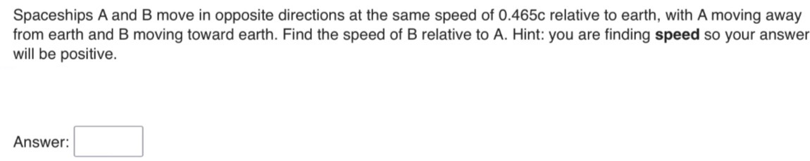 Solved Spaceships A and B move in opposite directions at the | Chegg.com 
