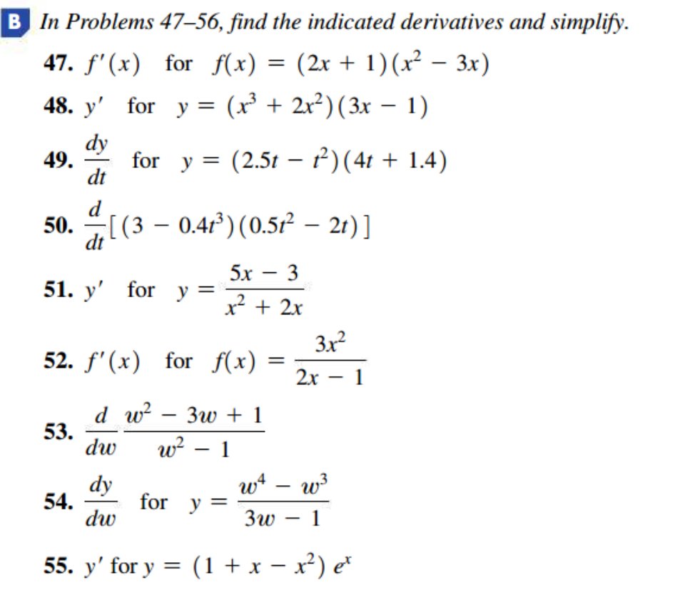 Solved Dt B In Problems 47–56, Find The Indicated | Chegg.com