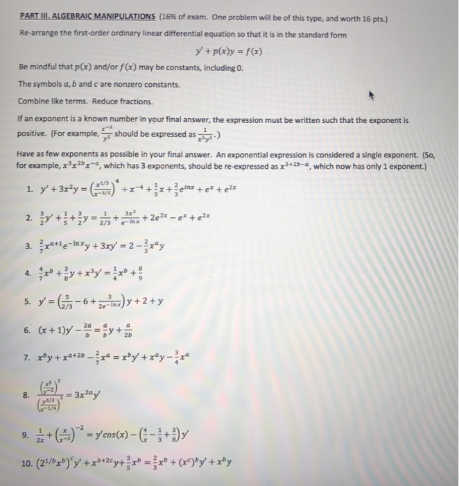 Solved Re-arrange the first-order ordinary linear | Chegg.com