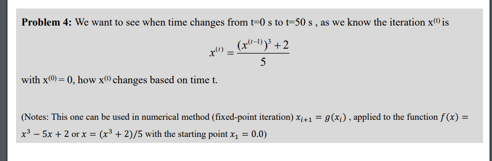 Solved Problem 4: We want to see when time changes from t=0 | Chegg.com