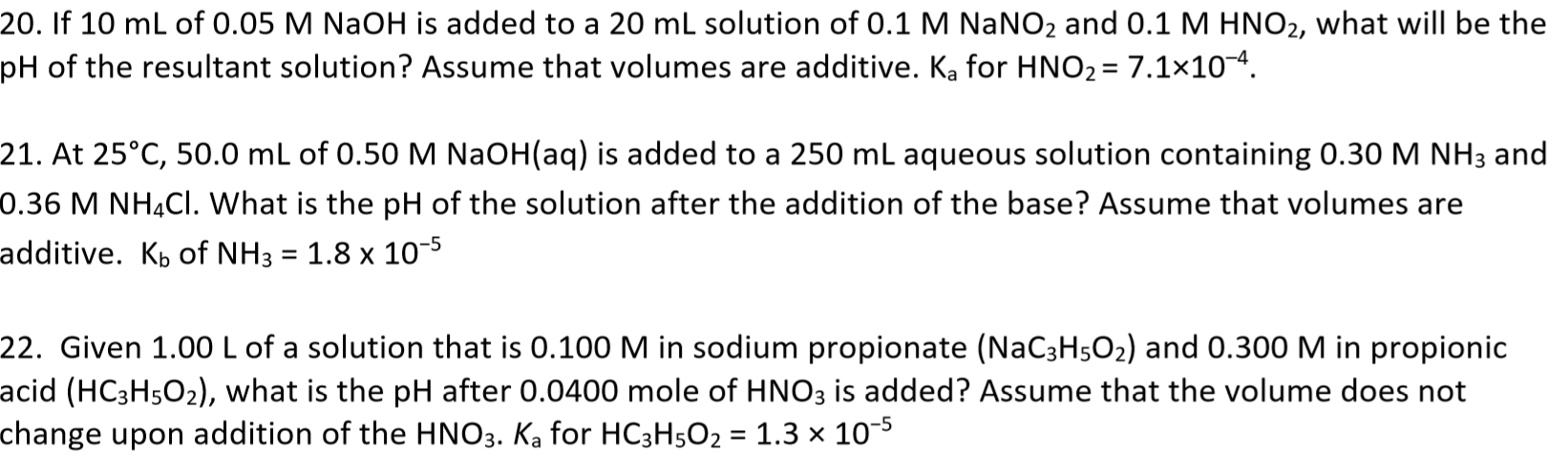 Solved 20. If 10 mL of 0.05 M NaOH is added to a 20 mL | Chegg.com