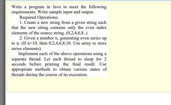 Solved Write a program in Java to meet the following | Chegg.com