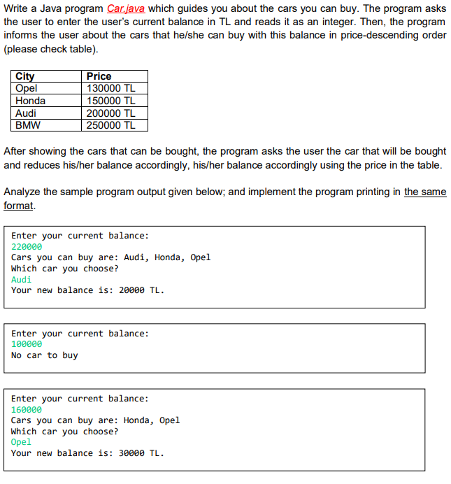 Balance cheap car price