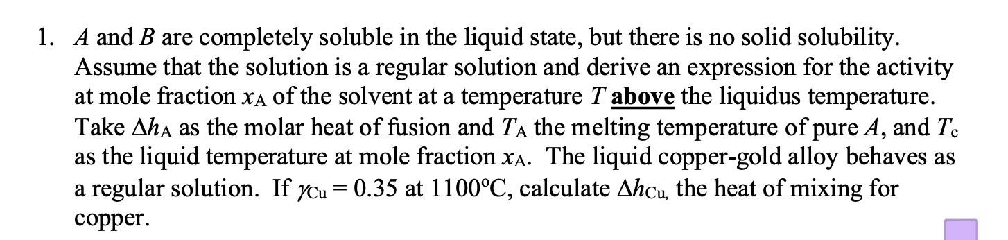 Solved A and B are completely soluble in the liquid state, | Chegg.com