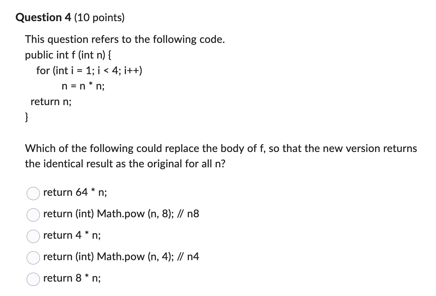 Solved Question 4 (10 points) This question refers to the | Chegg.com