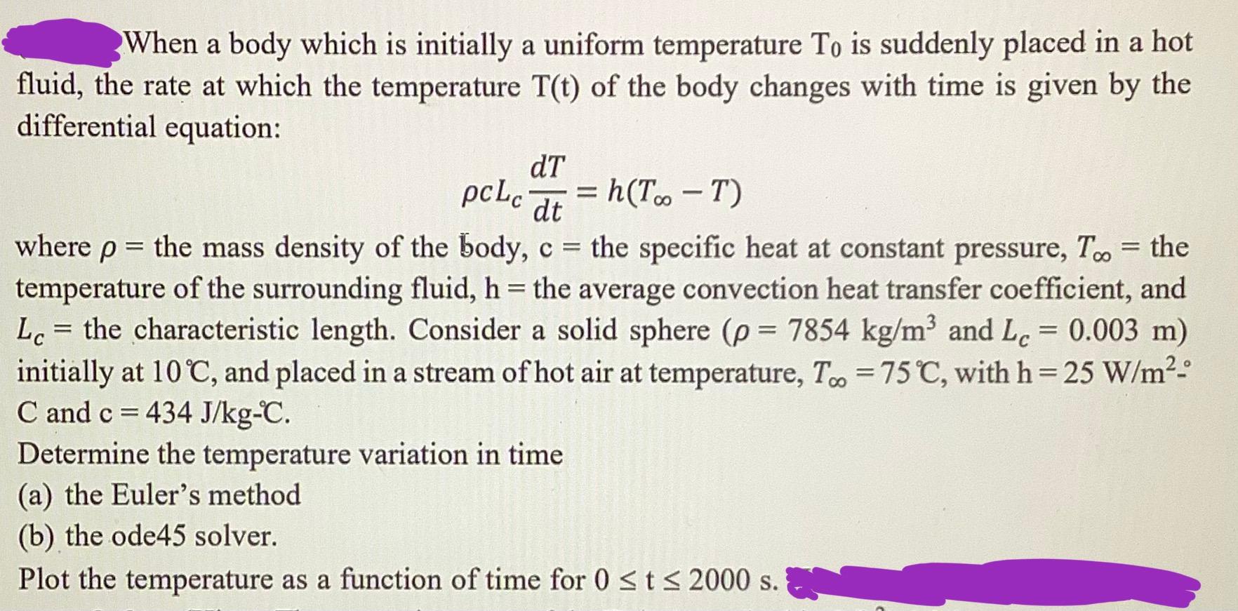 Solved When a body which is initially a uniform temperature