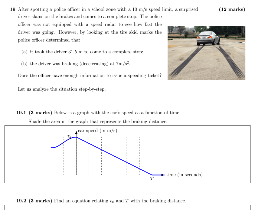Speed calculation graph of skid mark and tire mark with different slopes