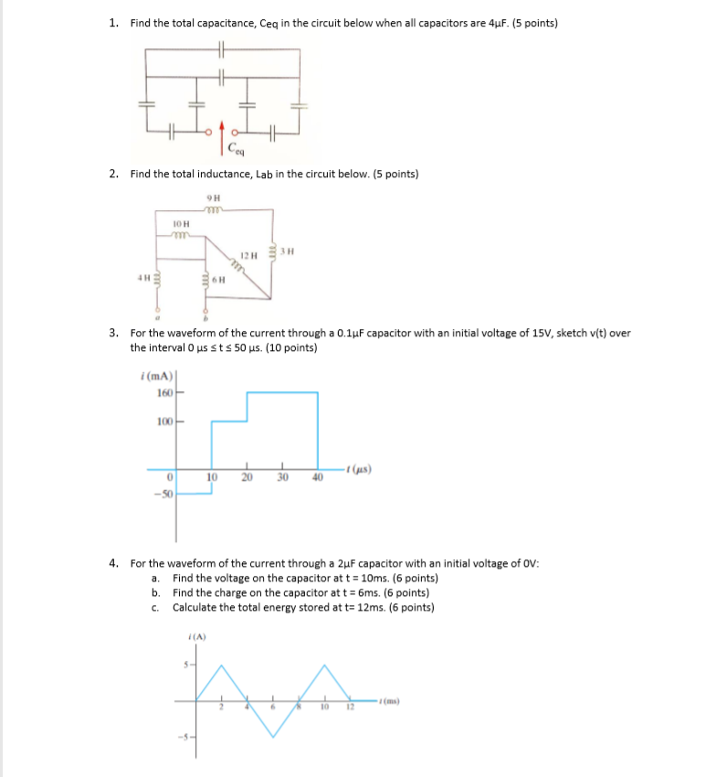 Solved 1. Find the total capacitance, Ceq in the circuit