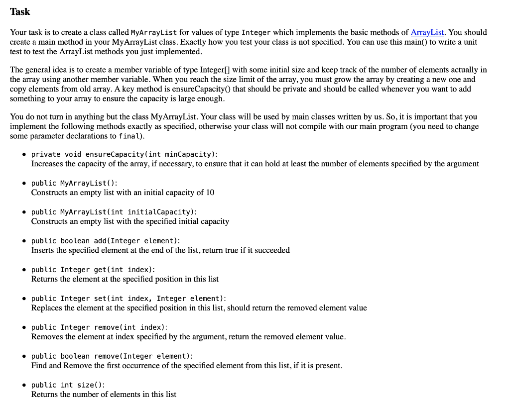 Solved Task Your task is to create a class called | Chegg.com