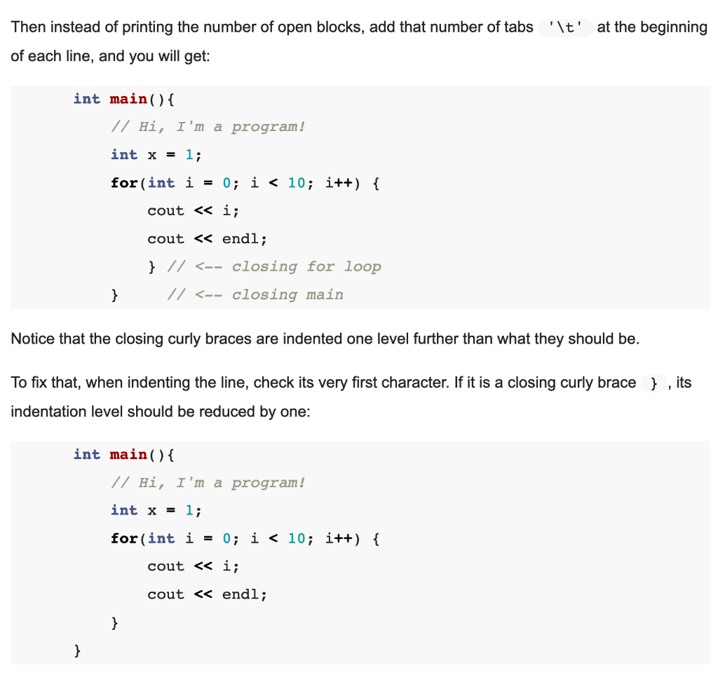 Solved Task B. Counting blocks opened and closed by { and } | Chegg.com
