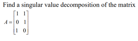 Solved Find a singular value decomposition of the matrix [i | Chegg.com