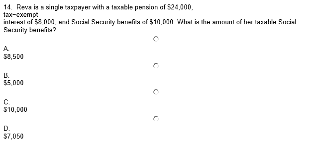 Solved 14 Reva Is A Single Taxpayer With A Taxable Pension Chegg
