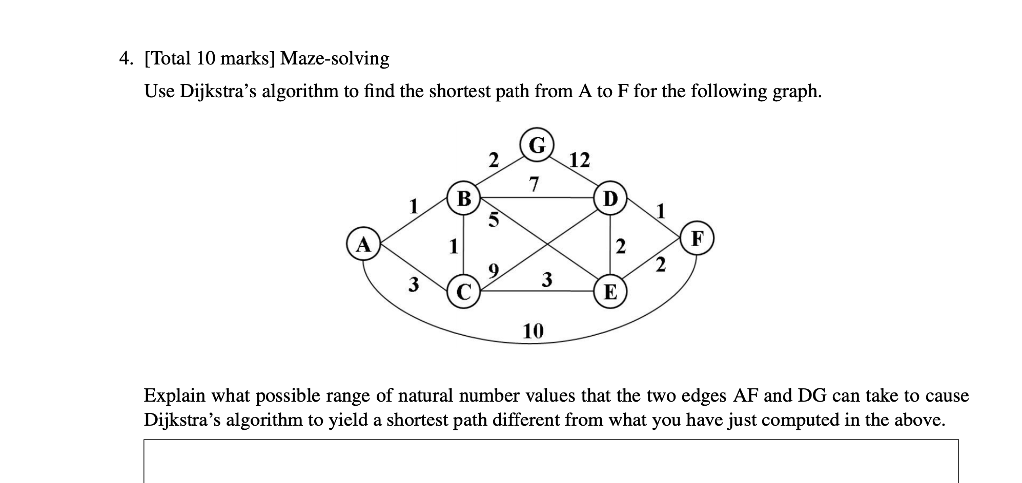 Solved Total 10 Marks Maze Solving Use Dijkstras 6330