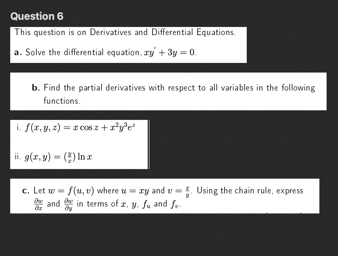 Solved Question 6 This Question Is On Derivatives And Dif Chegg Com