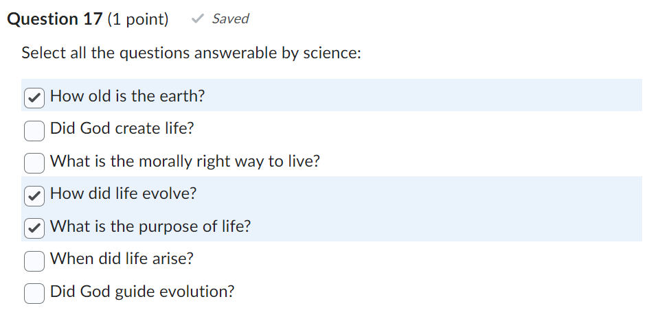 Solved Question 17 (1 point) Saved Select all the | Chegg.com