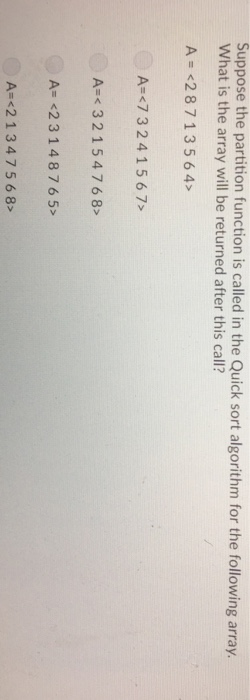 Solved Suppose the partition function is called in the Quick | Chegg.com