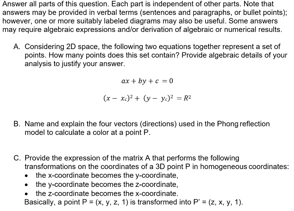 Answer all parts of this question. Each part is | Chegg.com