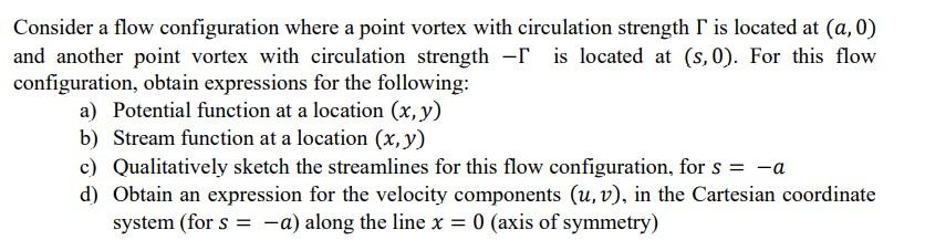 Solved Consider a flow configuration where a point vortex | Chegg.com