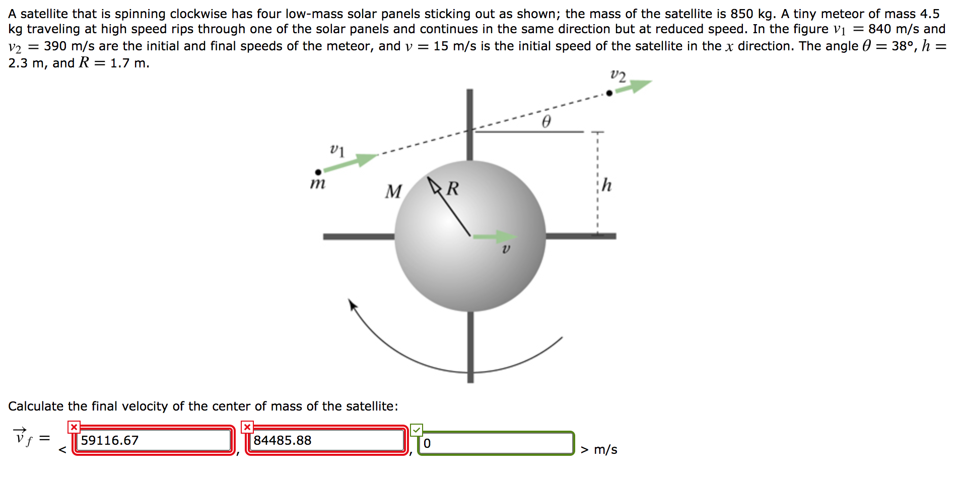 Solved A satellite that is spinning clockwise has four | Chegg.com