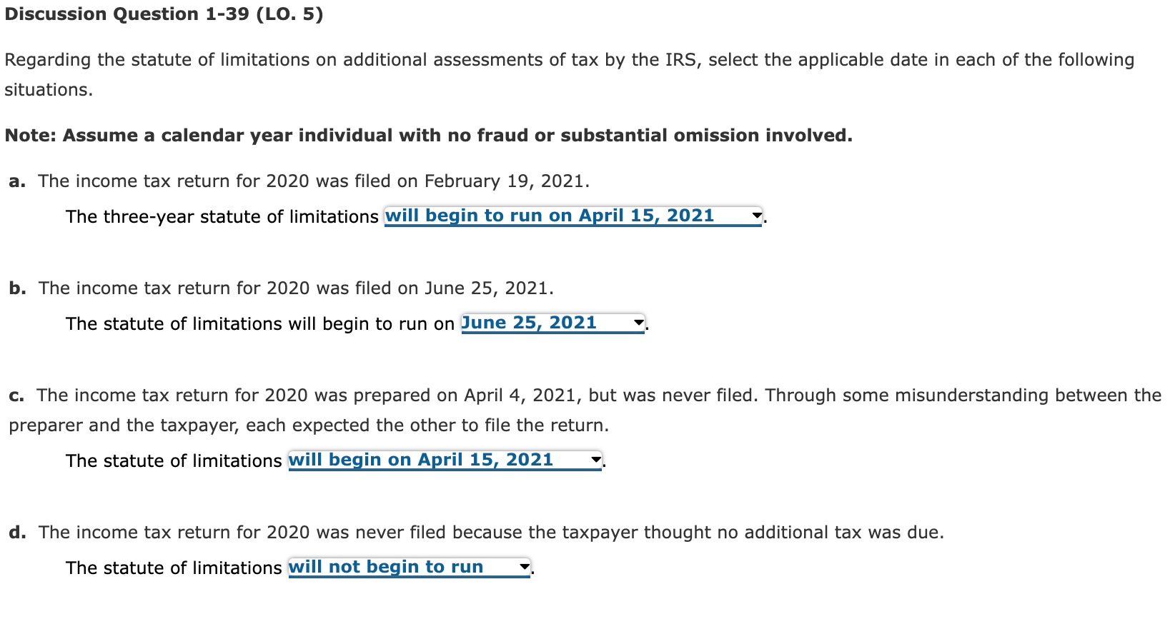 Solved Discussion Question 139 (LO. 5) Regarding the