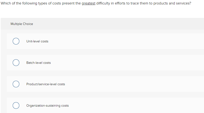Solved Which of the following types of costs present the | Chegg.com