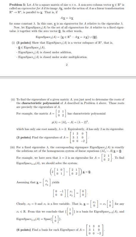 Solved Problem 5: Let A Be A Square Matrix Of Size Nxn. A | Chegg.com