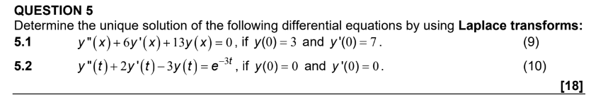 Solved QUESTION 5 Determine the unique solution of the | Chegg.com