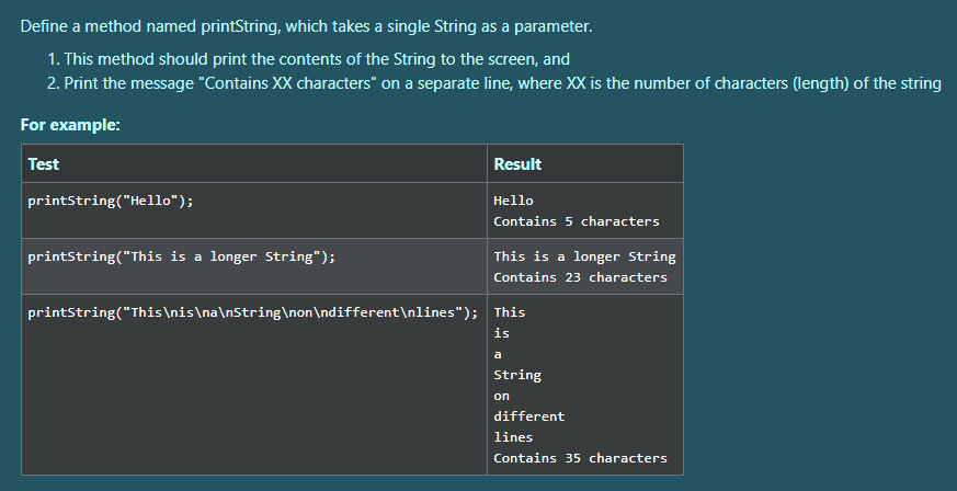 Solved Define a method named printString, which takes a | Chegg.com
