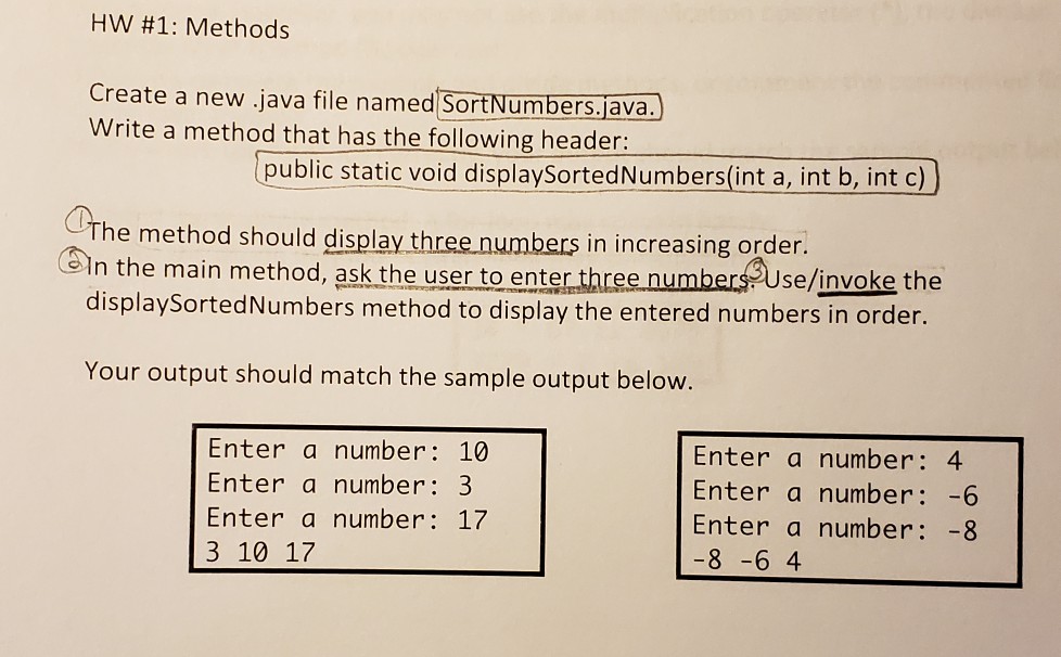Solved HW #1: Methods Create a new .java file named | Chegg.com