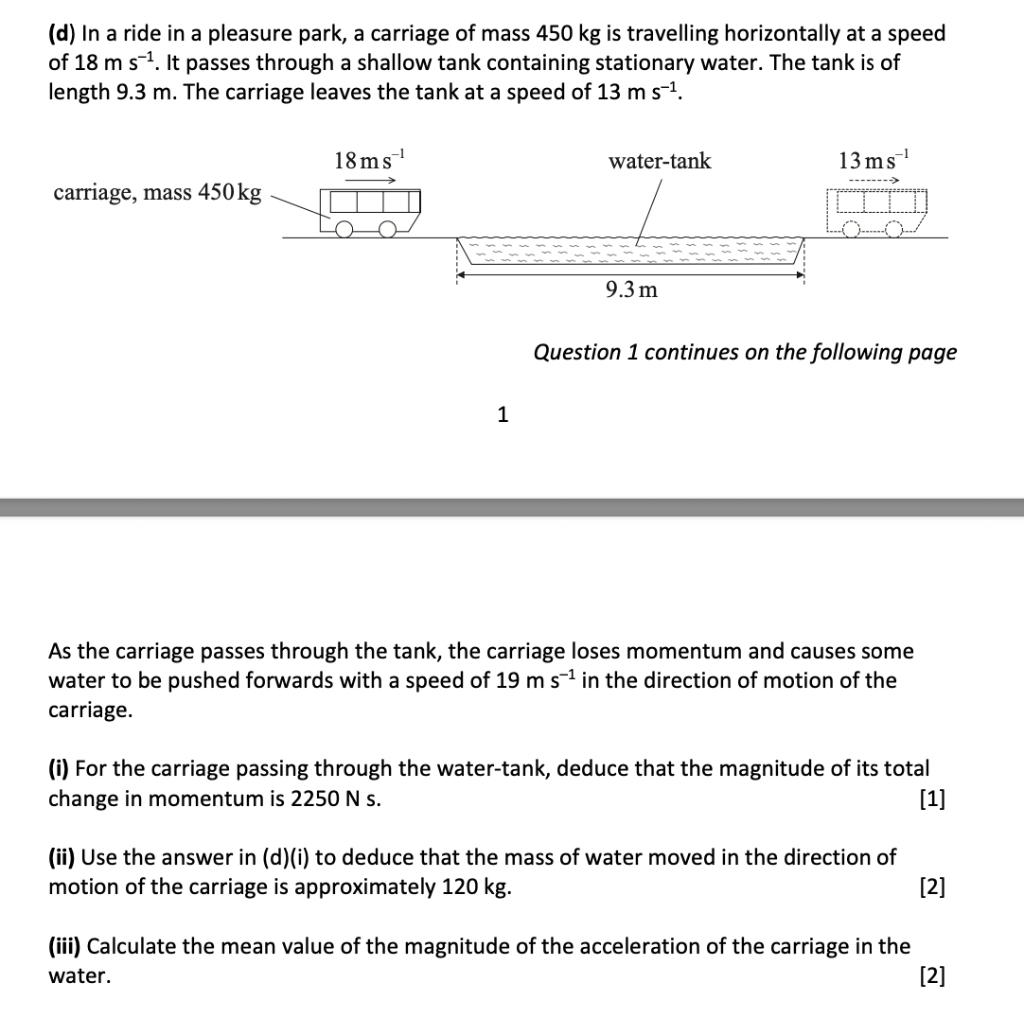 Solved (d) In A Ride In A Pleasure Park, A Carriage Of Mass 
