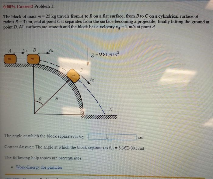 Solved 0.00% Correct! Problem 1: The Block Of Mass M= 25 Kg | Chegg.com