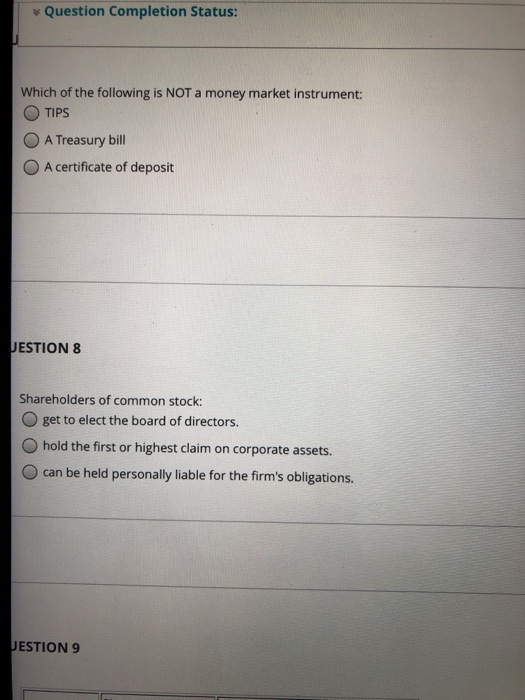 Solved Question Completion Status: Which of the following is | Chegg.com