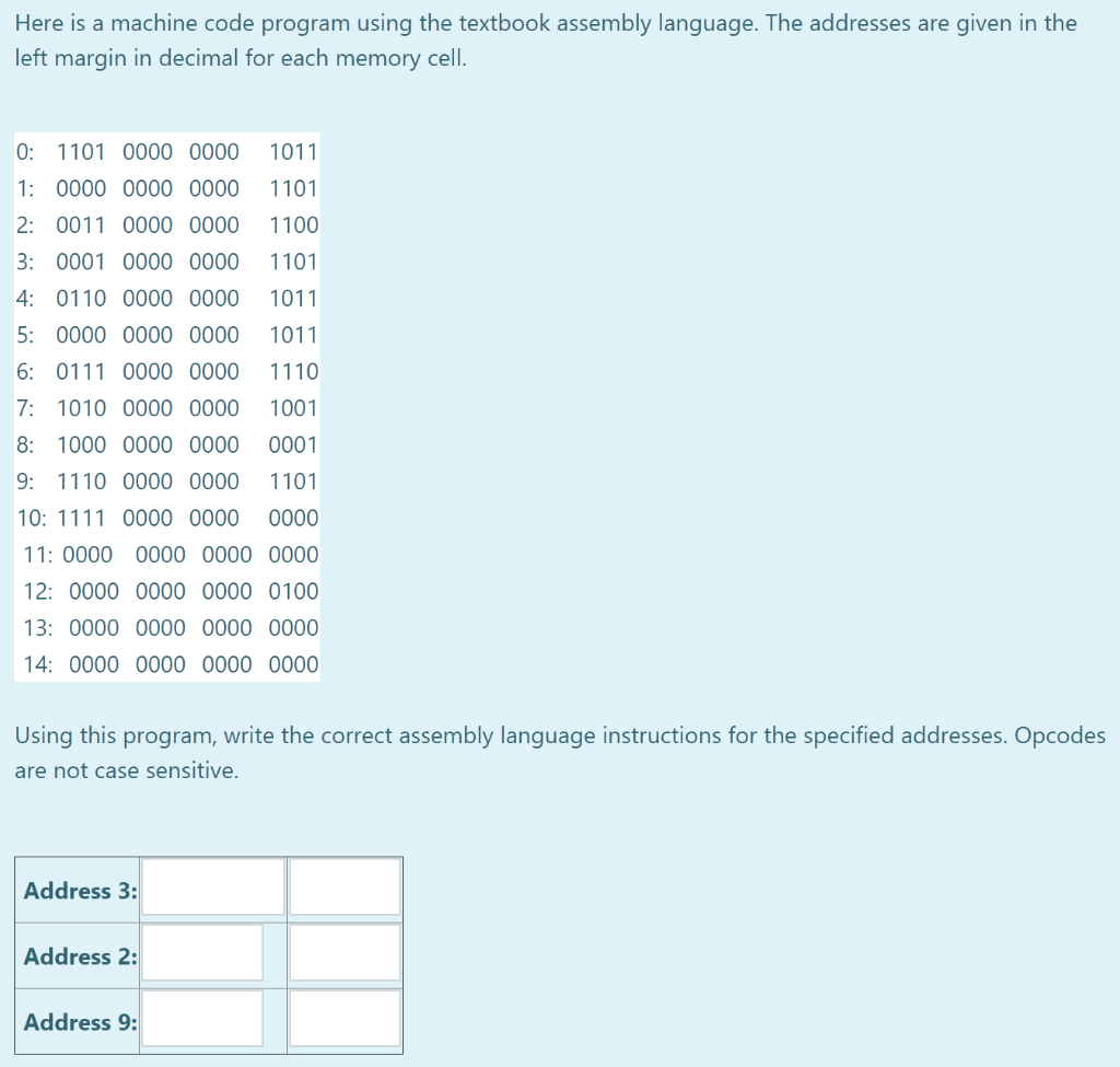 Here is a machine code program using the textbook | Chegg.com