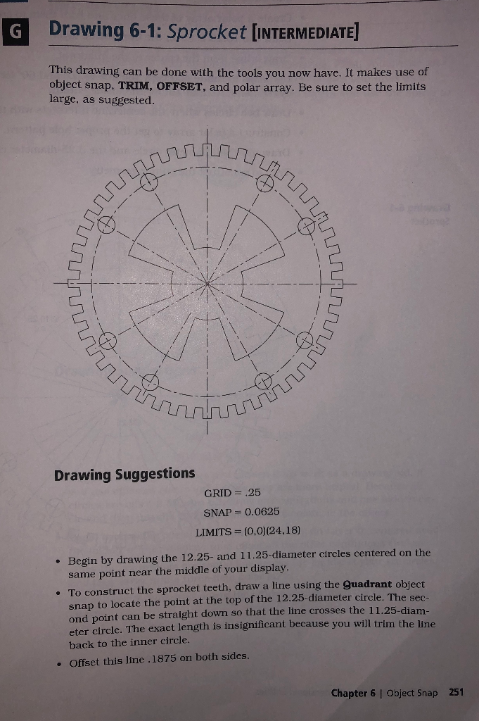 Solved DRAWING 6-1: SPROCKET AUTOCAD Can You Show a video or | Chegg.com