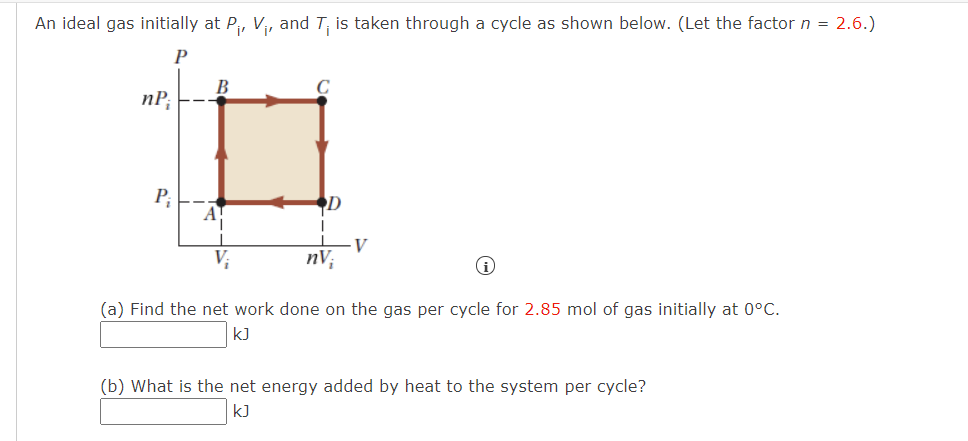 Solved An ideal gas initially at Pi, Vi, and T; is taken