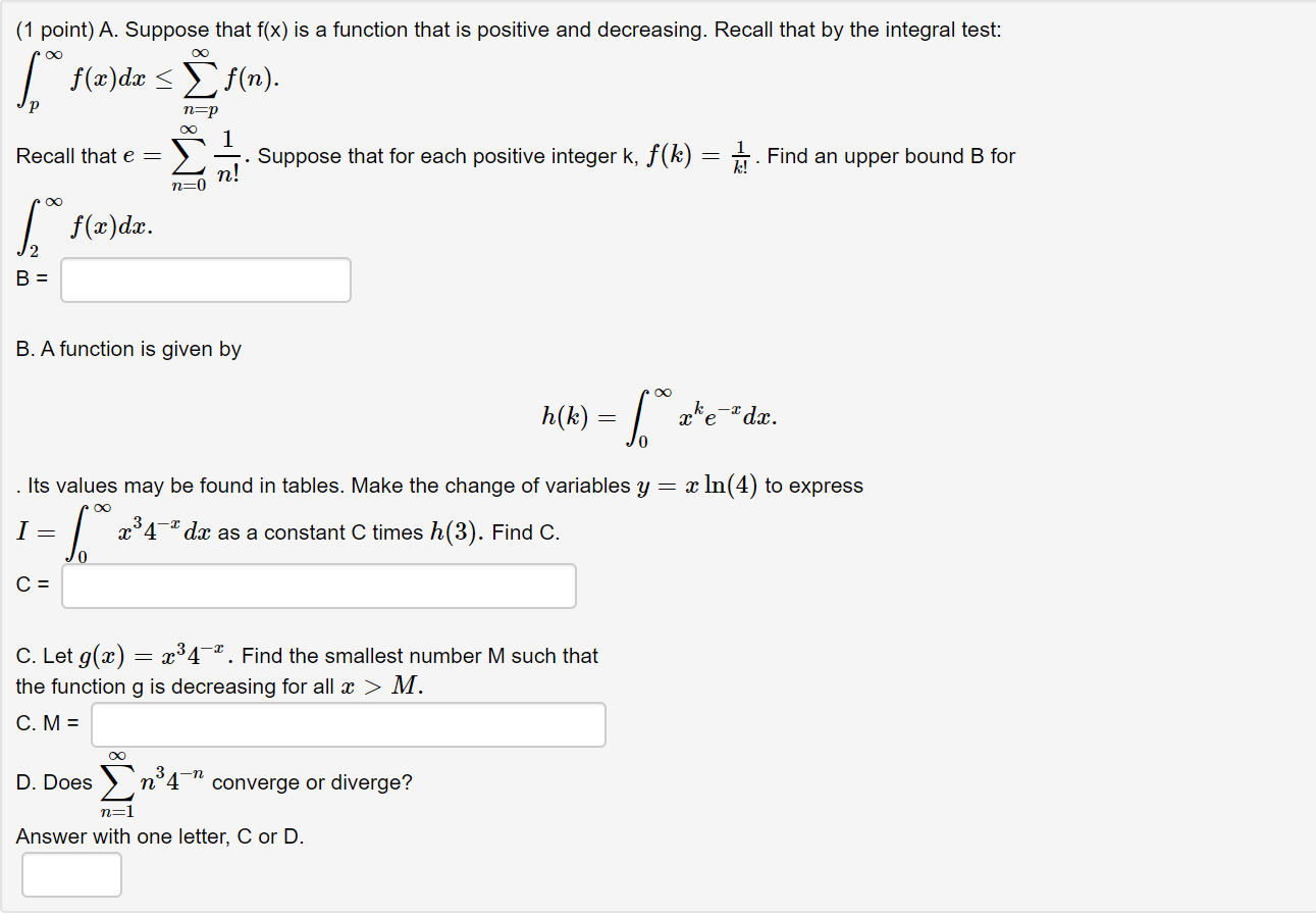 Solved 1 Point A Suppose That F X Is A Function That Chegg Com