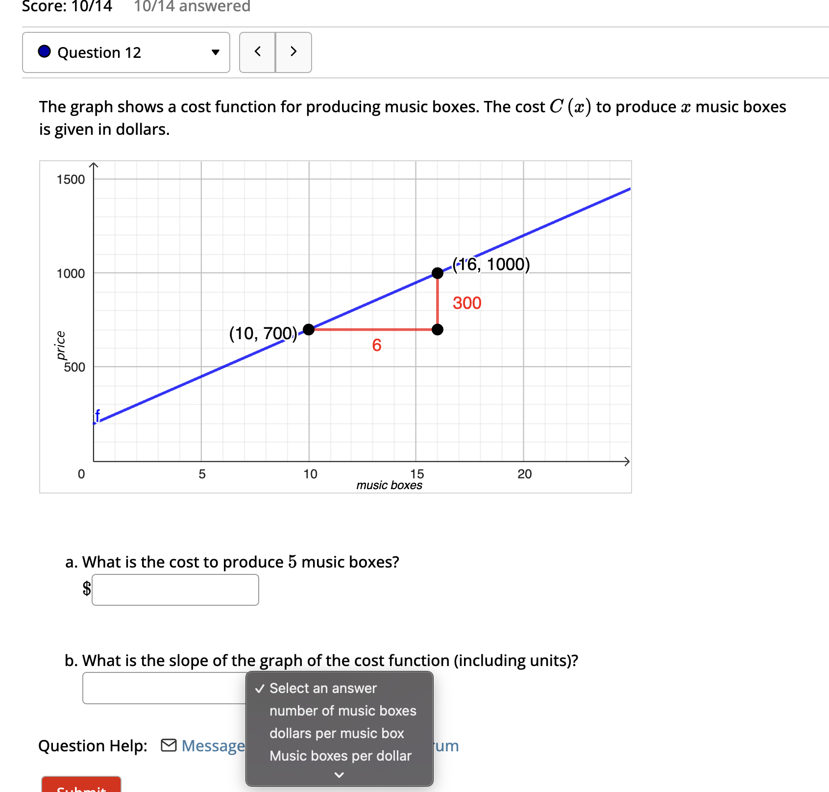 Solved The graph shows a cost function for producing music | Chegg.com
