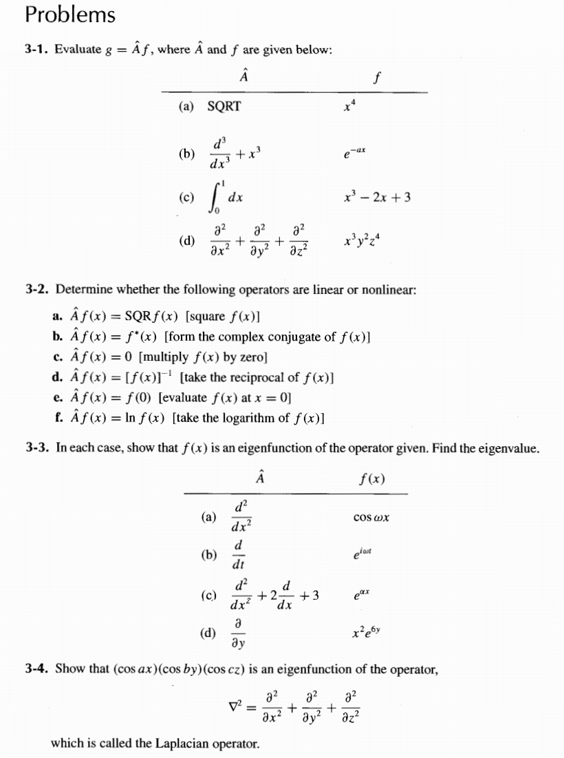 Solved Problems 3 1 Evaluate G Af Where A And F Are G Chegg Com