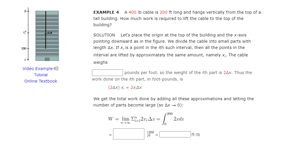 Solved Example 4 A 400 Lb Cable Is 200 Ft Long And Hangs 